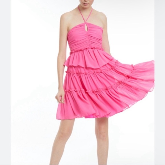 Women’s Neiman Marcus one33 social bright pink halter ruffle size 8 nwt - Picture 6 of 8
